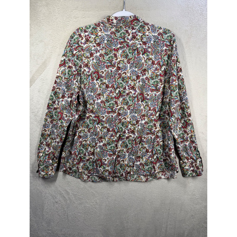 Talbots Button Down Shirt Womens XL Multi Color Paisley Cotton Long Sleeve Top - Picture 2 of 7